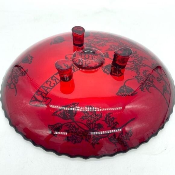 Vintage Viking Ruby Red Glass Footed Plate - Picture 7 of 8